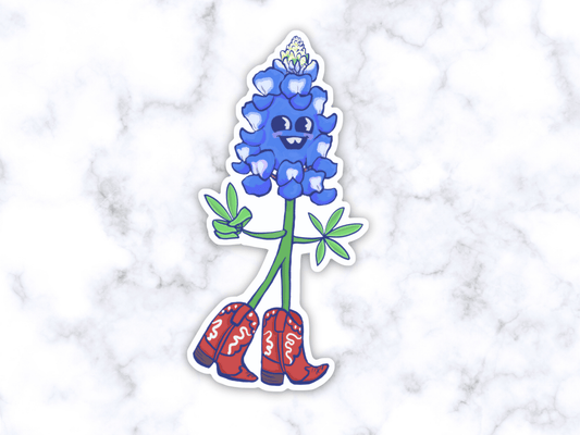 Texas Bluebonnet Cowboy Character Sticker - Marissa Joyner Studio