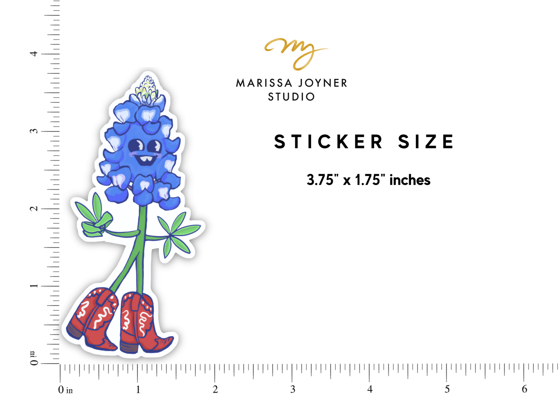 Texas Bluebonnet Cowboy Character Sticker - Marissa Joyner Studio