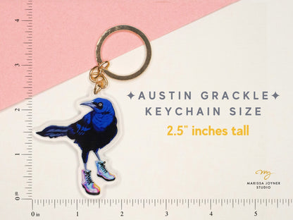 Austin Grackle Bird Keychain - Marissa Joyner Studio