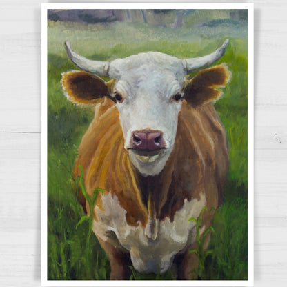 Cow Art Print | Cow Standing in Field Wall Art Wall Decor | Cow Painting Wall Decor | Western Wall Decor | Animal Art Print - Marissa Joyner Studio
