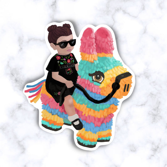 Girl Riding a Piñata Sticker - Marissa Joyner Studio