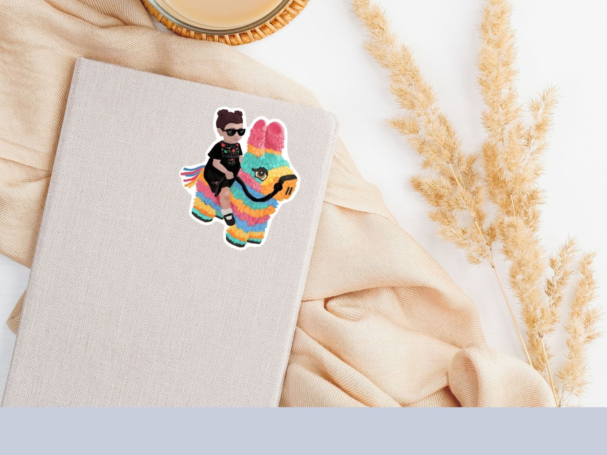Girl Riding a Piñata Sticker | Piñata Sticker | Pinata Vinyl Sticker | Latina Sticker - Marissa Joyner Studio