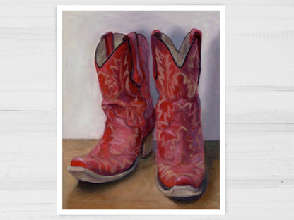 Red Boots Art Print | Cowboy Boots Wall Art | Western Cowboy Boots Painting Wall Decor | Western Wall Decor | Painting Art Print - Marissa Joyner Studio