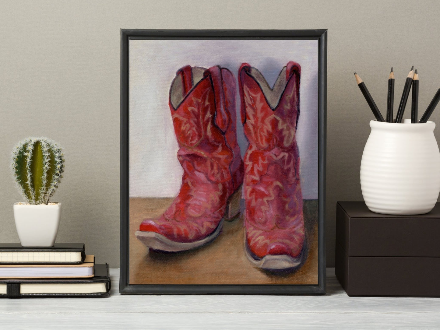 Red Cowboy Boots Art Print - Marissa Joyner Studio