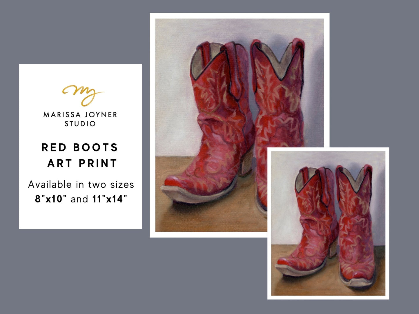 Red Cowboy Boots Art Print - Marissa Joyner Studio