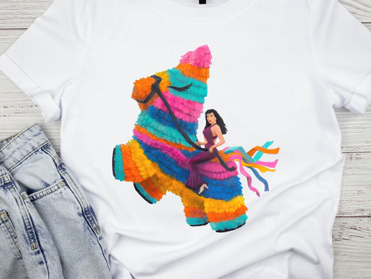 Selena Riding Piñata Unisex t-shirt - Marissa Joyner Studio