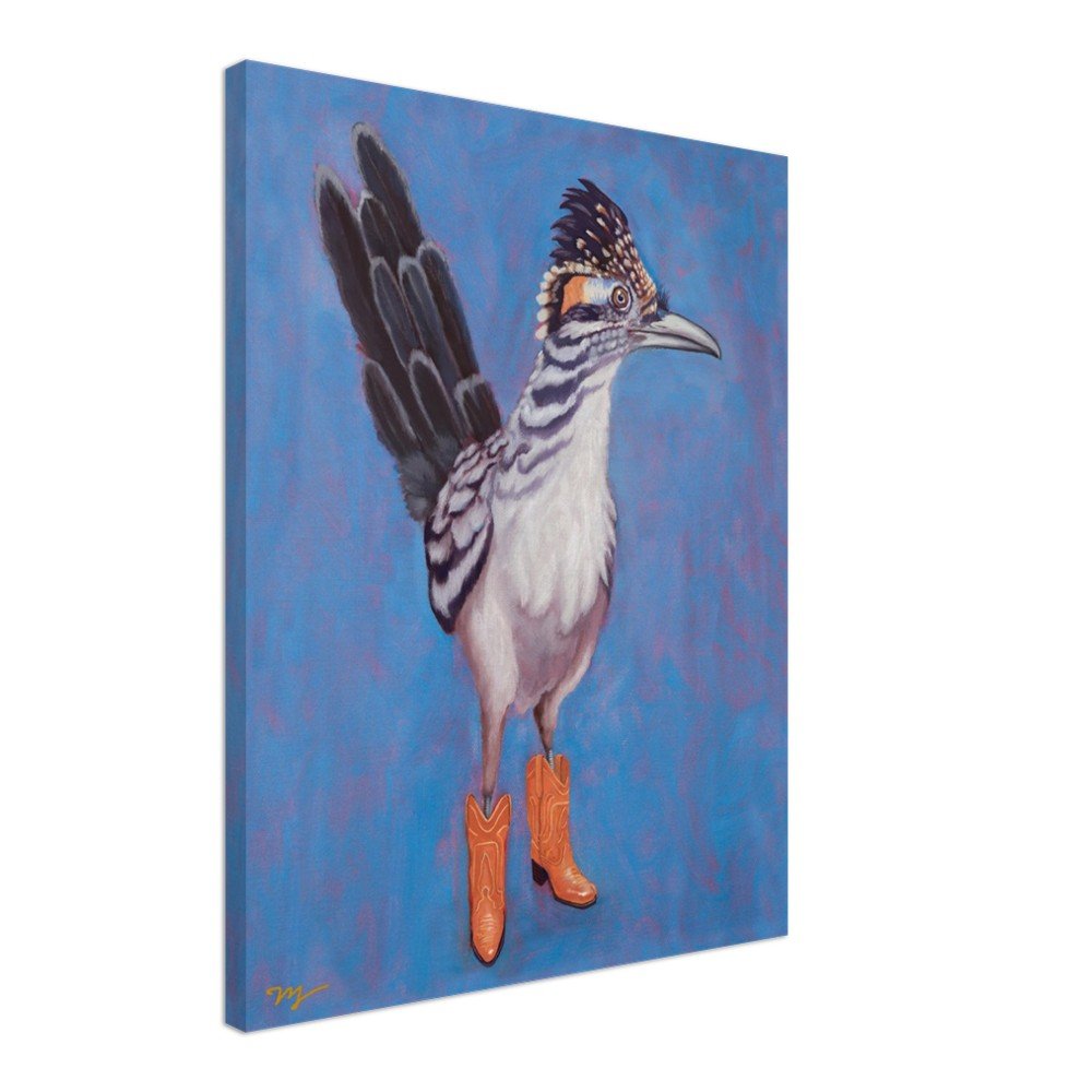 Roadrunner in Boots Canvas Art Print, Roadrunner Wall Decor, Roadrunner Painting Canvas Print, Western Wall Decor, - Marissa Joyner Studio