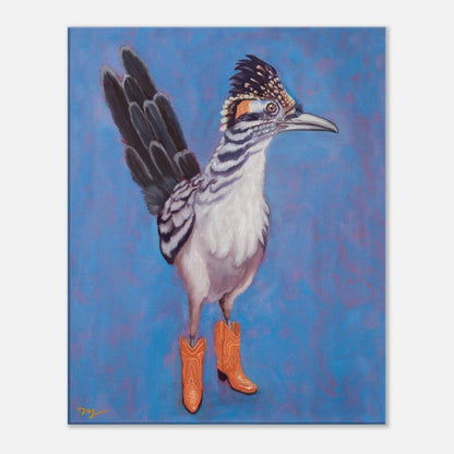 Roadrunner in Boots Canvas Art Print, Roadrunner Wall Decor, Roadrunner Painting Canvas Print, Western Wall Decor, - Marissa Joyner Studio