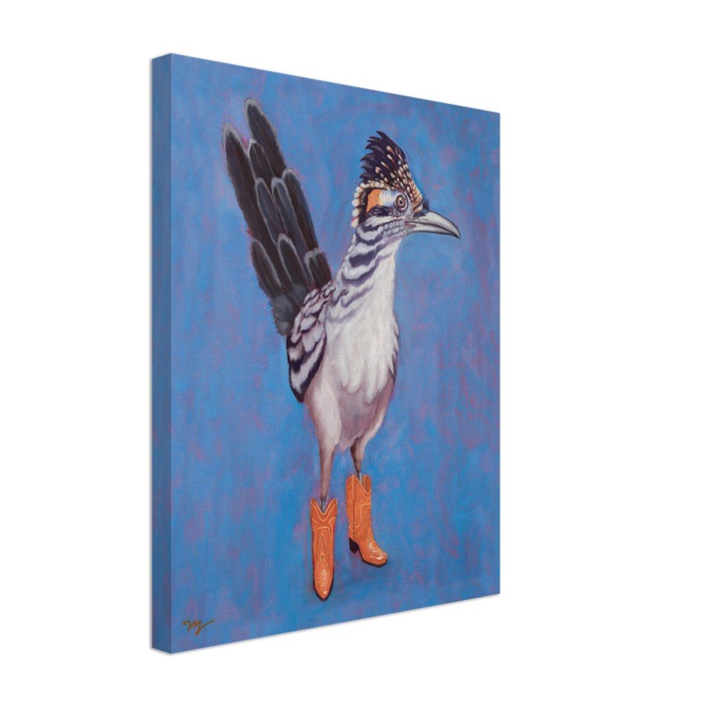 Roadrunner in Boots Canvas Art Print, Roadrunner Wall Decor, Roadrunner Painting Canvas Print, Western Wall Decor, - Marissa Joyner Studio