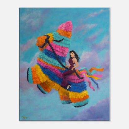 Selena Art Canvas Print | Selena Fan Art Wall Decor | Selena Riding a Piñata in the Sky Fan Art - Marissa Joyner Studio