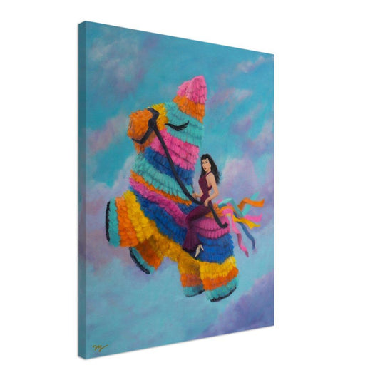 Selena Art Canvas Print | Selena Fan Art Wall Decor | Selena Riding a Piñata in the Sky Fan Art - Marissa Joyner Studio