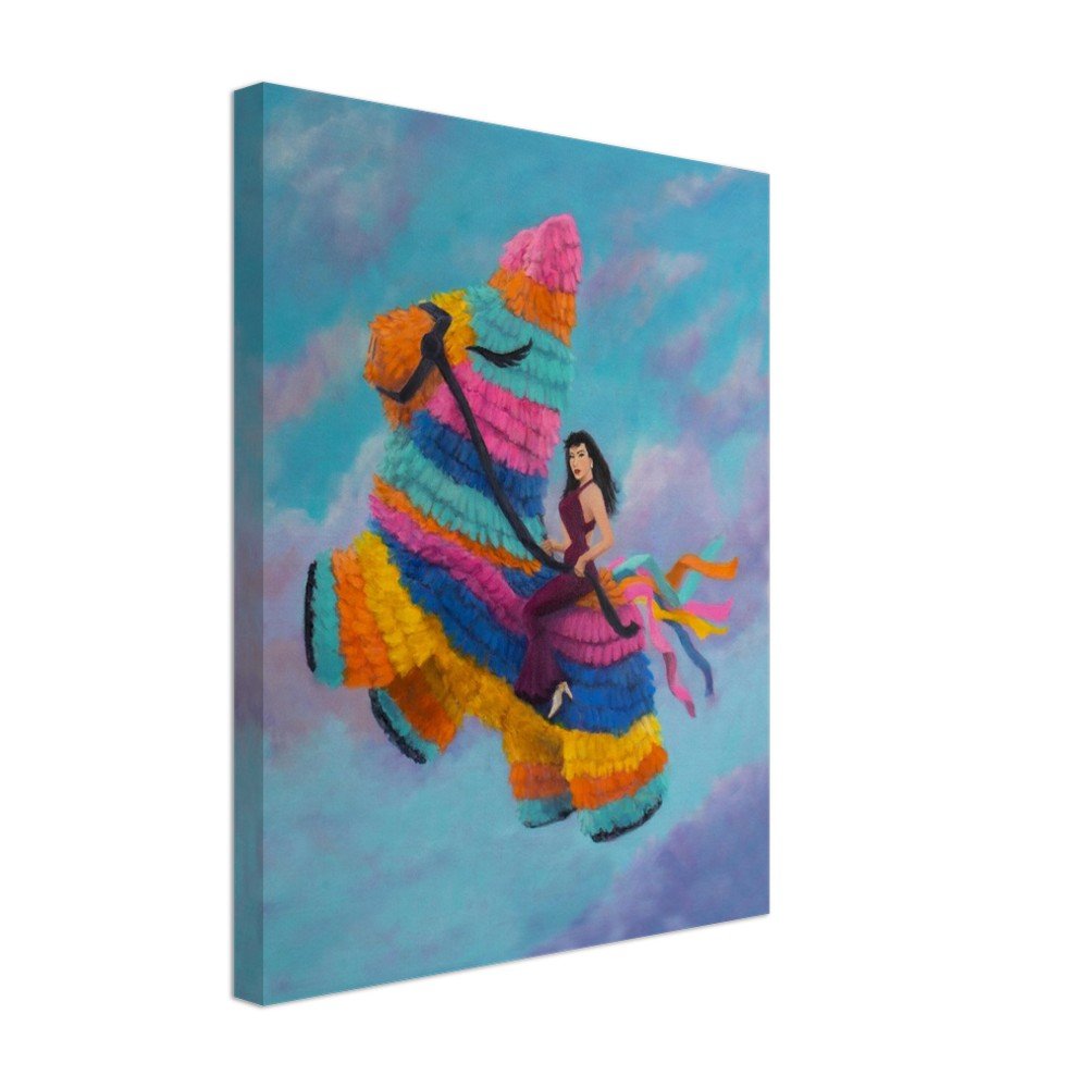 Selena Art Canvas Print | Selena Fan Art Wall Decor | Selena Riding a Piñata in the Sky Fan Art - Marissa Joyner Studio