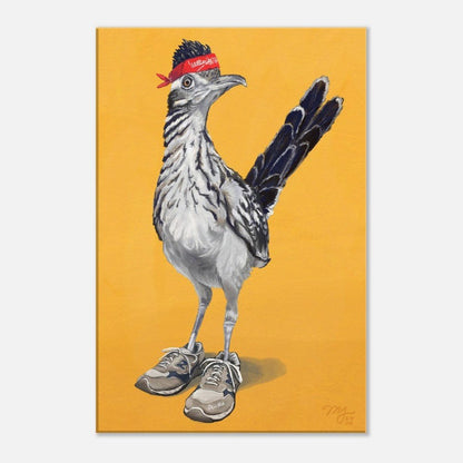 Willie Roadrunner Canvas Print, Country Music Fan Wall Decor, Roadrunner Bird Painting - Marissa Joyner Studio