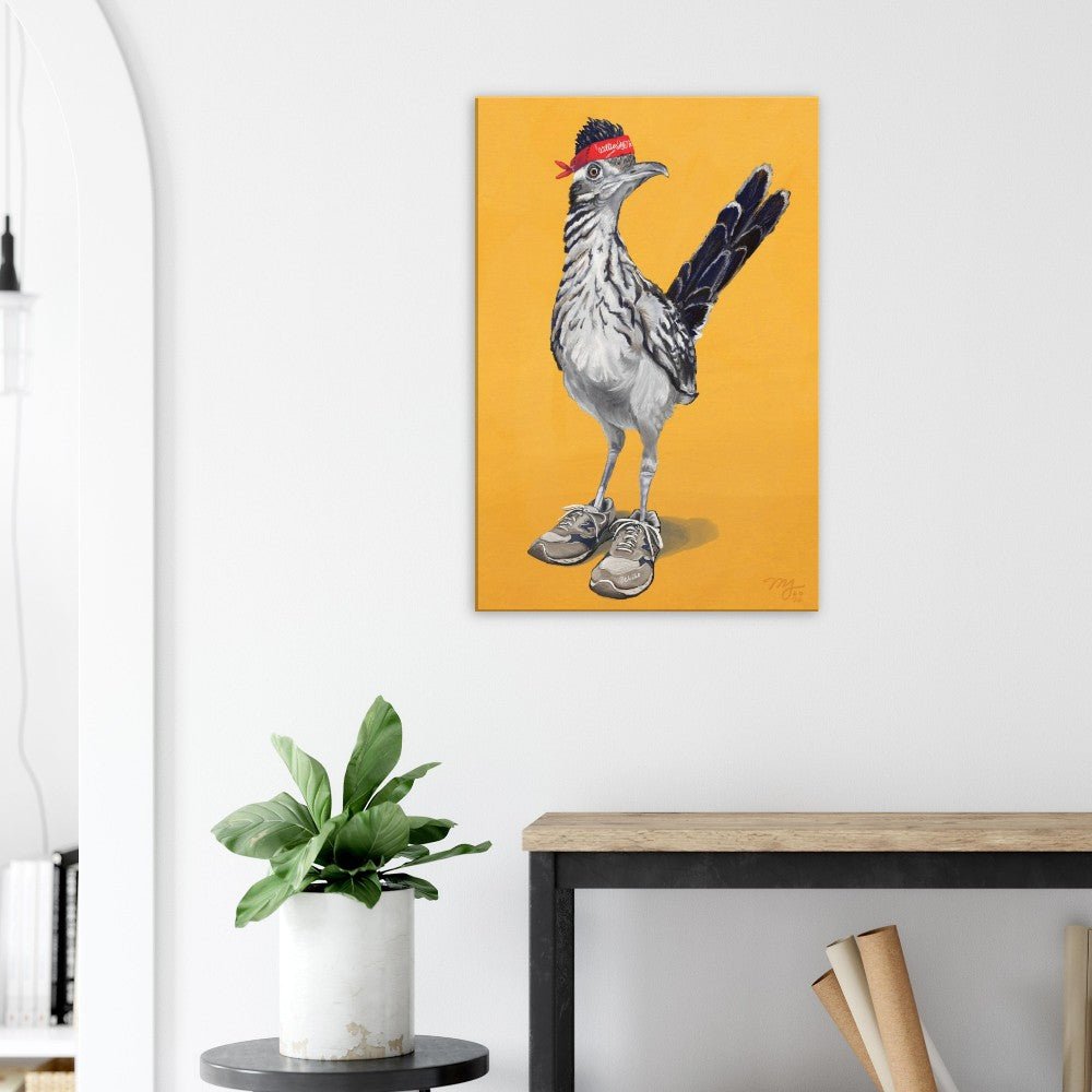 Willie Roadrunner Canvas Print, Country Music Fan Wall Decor, Roadrunner Bird Painting - Marissa Joyner Studio