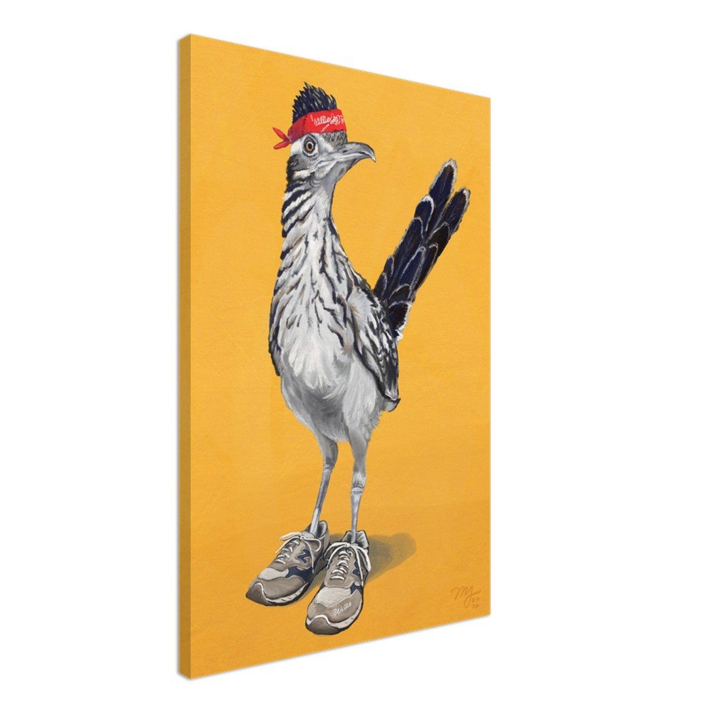 Willie Roadrunner Canvas Print, Country Music Fan Wall Decor, Roadrunner Bird Painting - Marissa Joyner Studio