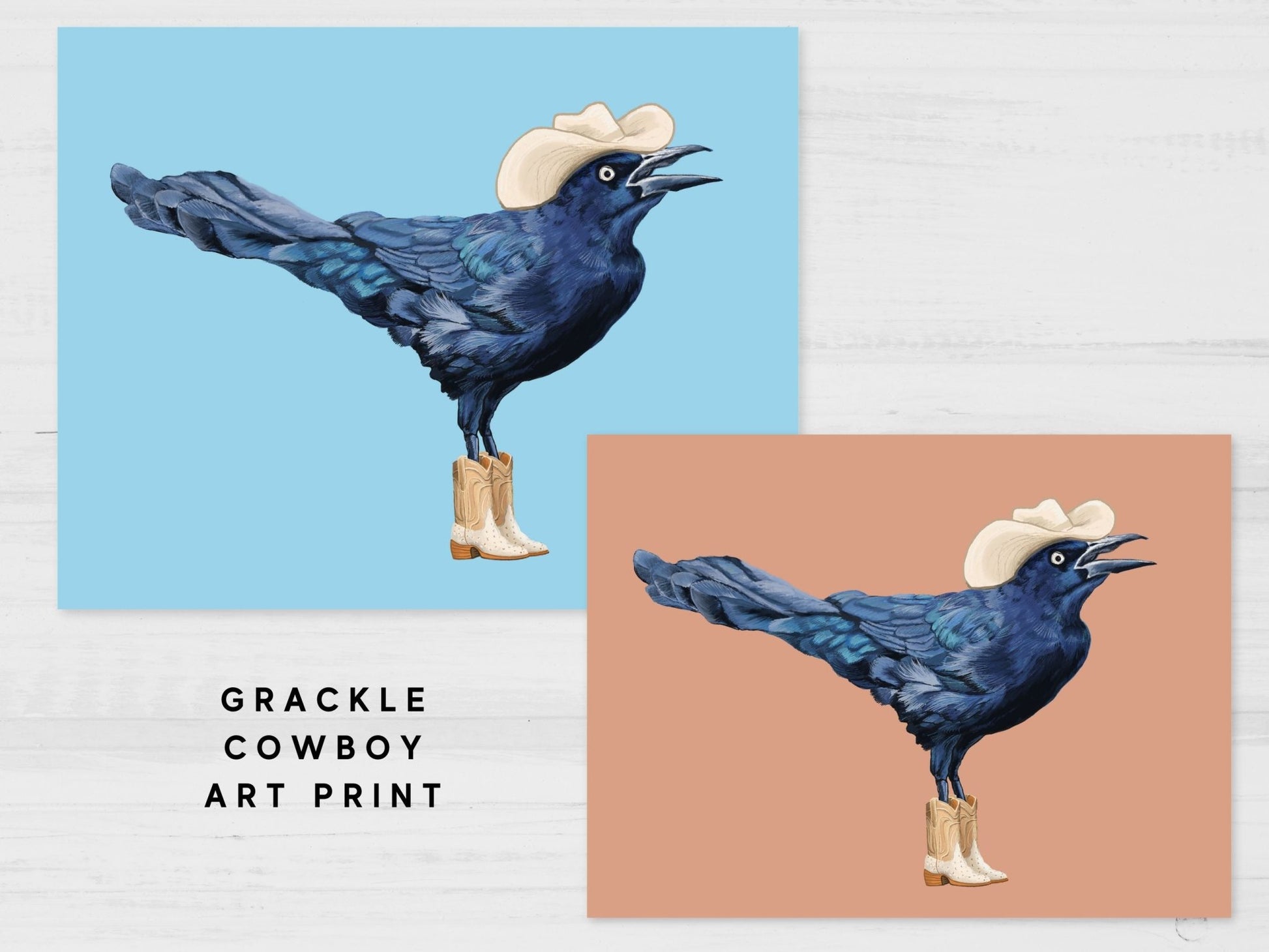 Grackle Cowboy Art Print - Marissa Joyner Studio