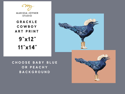 Grackle Cowboy Art Print - Marissa Joyner Studio